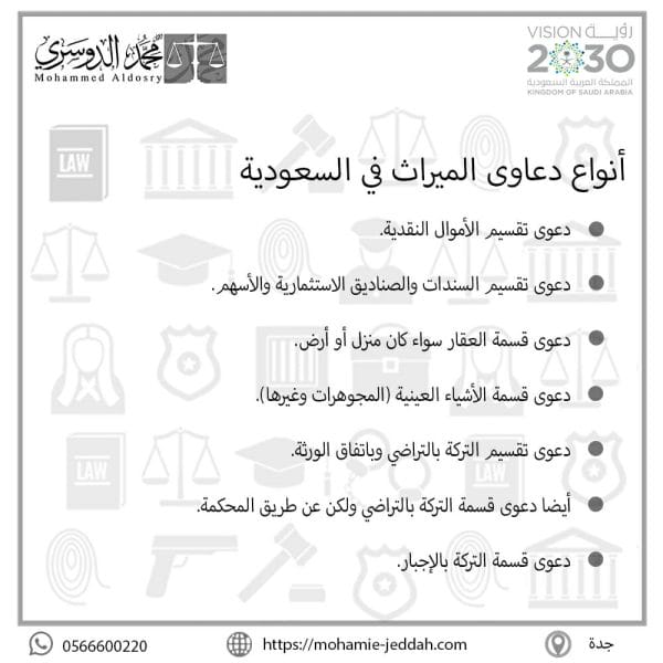 أنواع دعاوى الميراث في السعودية